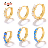 925 Silver Opal Hoop Earrings for Women Fine Jewelry Accessories