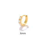 925 Silver Opal Hoop Earrings for Women Fine Jewelry Accessories