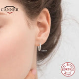 925 Silver Glossy Round Huggie Piercing Earrings Set