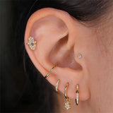 6pcs 18k Plated Stud Earring Zircon Pierced Earrings Set