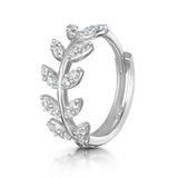 925 Sterling Silver Hoop Earring Leaves Shape Zircon Mini Cartilage Earrings