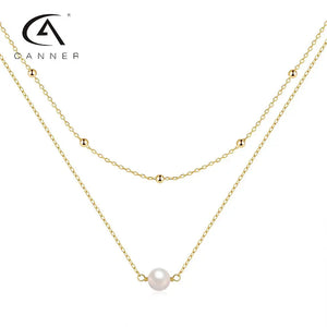 925 Silver Double-Layer Pearl Necklace For Women
