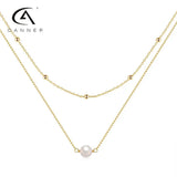 925 Silver Double-Layer Pearl Necklace For Women
