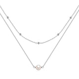 925 Silver Double-Layer Pearl Necklace For Women