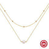 925 Silver Double-Layer Pearl Necklace For Women