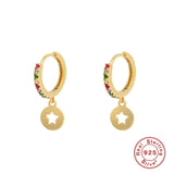 925 Silver Filled CZ Zircon Stud Earrings Vintage Women's Jewelry
