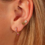 925 Silver Huggie Heart Hoop Earrings for Women
