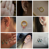 925 Silver Huggie Heart Hoop Earrings for Women