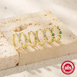 925 Silver Plated Zircon Round Hoop Earrings Crystal Hoops Party Jewelry