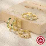 925 Silver Plated Zircon Round Hoop Earrings Crystal Hoops Party Jewelry