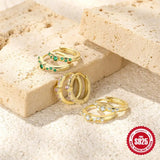 925 Silver Plated Zircon Round Hoop Earrings Crystal Hoops Party Jewelry