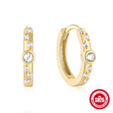 925 Silver Plated Zircon Round Hoop Earrings Crystal Hoops Party Jewelry