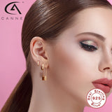 925 Silver Round Cross Small Earrings CZ Chain Pendientes Plata 925