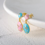 925 Silver CZ Star Moon Drip Oil Charm Dangle Earrings