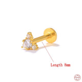 925 Silver Crystal Zircon Labret Studs Earrings Nose Ring