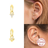 925 Silver Crystal Zircon Labret Studs Earrings Nose Ring