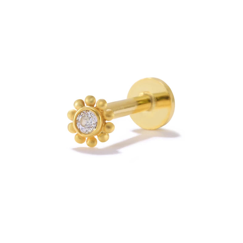 925 Silver Crystal Zircon Labret Studs Earrings Nose Ring