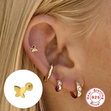 925 Silver Crystal Zircon Labret Studs Earrings Nose Ring