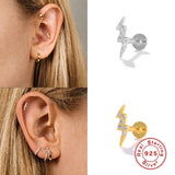 925 Silver Crystal Zircon Labret Studs Earrings Nose Ring