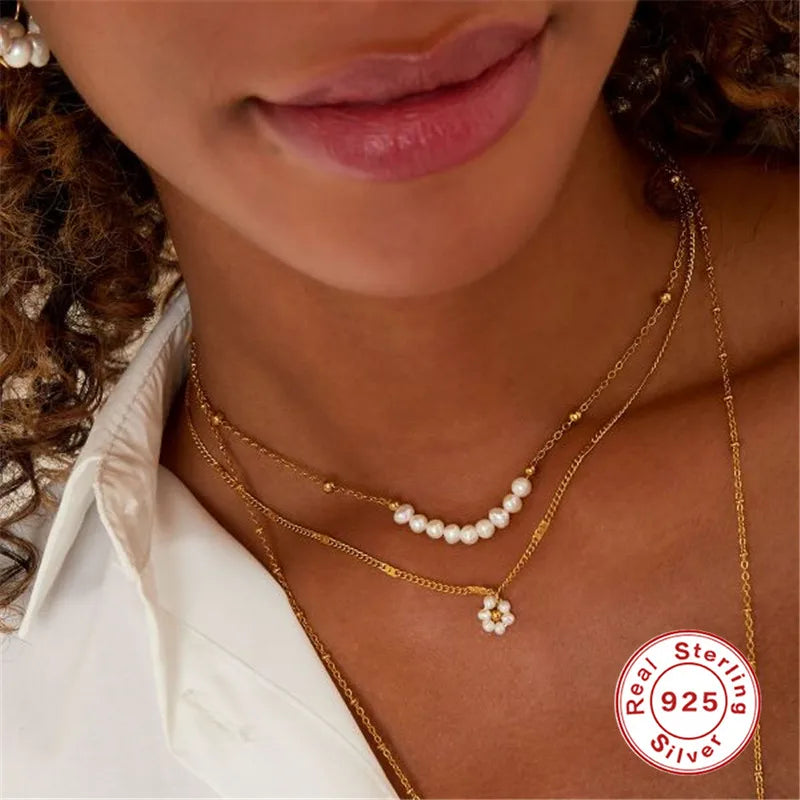 Vintage Irregular Pearl Jewelry 18k Plated Chain Necklaces for Women