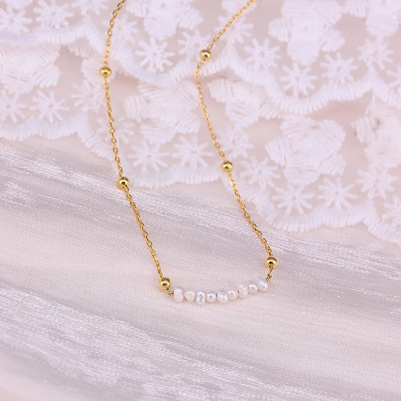 Vintage Irregular Pearl Jewelry 18k Plated Chain Necklaces for Women