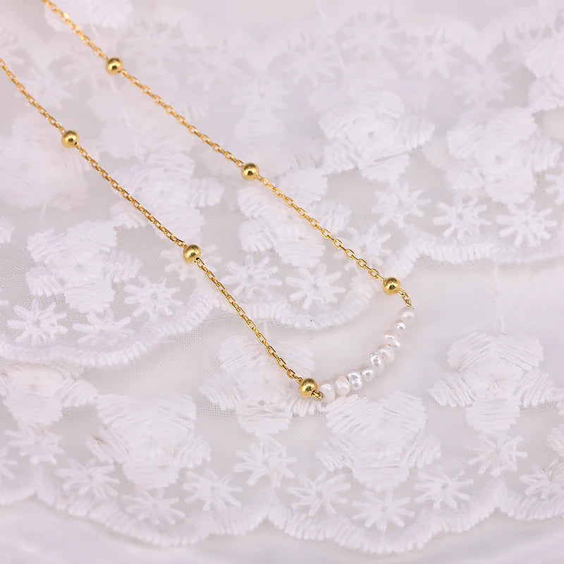 Vintage Irregular Pearl Jewelry 18k Plated Chain Necklaces for Women