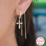 Sterling Silver Chain Tassel Drop Earring Long Dangle Piercing Accessory