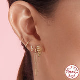Sterling Silver Chain Tassel Drop Earring Long Dangle Piercing Accessory