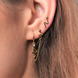 925 Silver Double Hoop Earrings Women Charms Chain Circle Piercing Jewelry