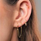 925 Silver Double Hoop Earrings Women Charms Chain Circle Piercing Jewelry