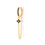 925 Silver Geometric Fringe Chain Zircon Round Piercing Hoop Earring
