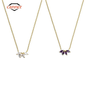 925 Sterling Silver Purple Zircon Pendant Necklace for Women