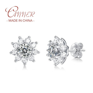 925 Silver 0.5CT Moissanite Stud Earrings Snowflake Design Wedding Gift