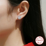 925 Silver 0.5CT Moissanite Stud Earrings Snowflake Design Wedding Gift