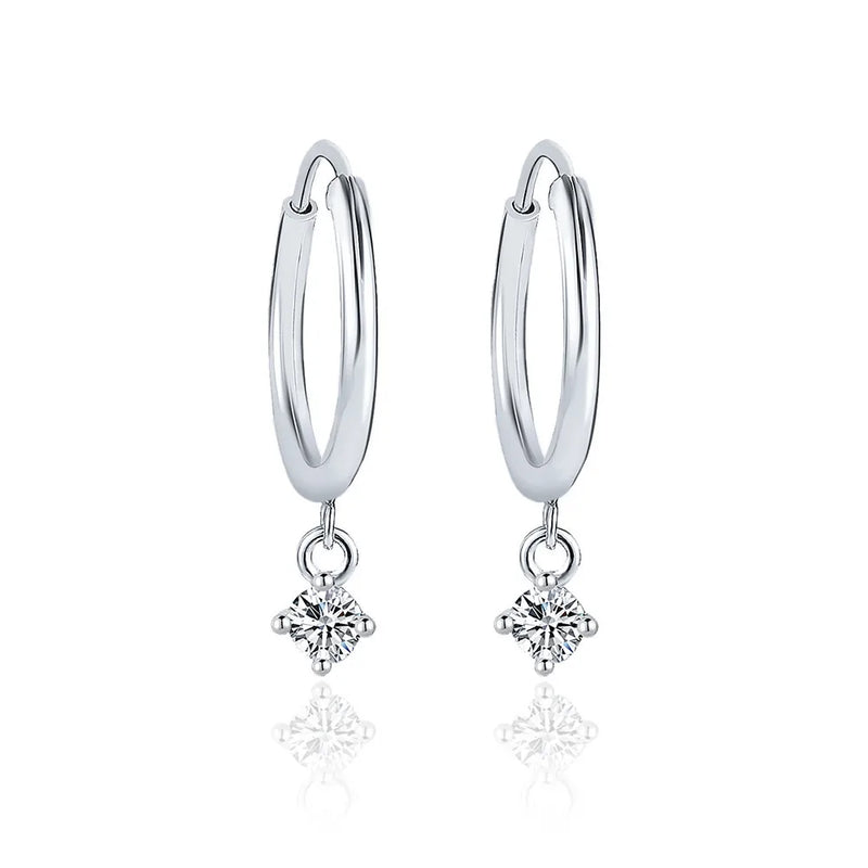 925 Silver 0.6 Carat Moissanite Circle Hoop Earrings