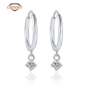 925 Silver 0.6 Carat Moissanite Circle Hoop Earrings
