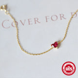 925 Silver Red Zircon Bracelet Adjustable Jewelry