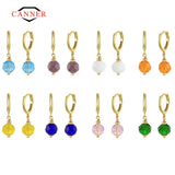 925 Silver Natural Stones Charm Pendant Drop Earrings for Women