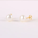 925 Silver 18K Plated Pearl Ear Stud Hoop Earrings for Women