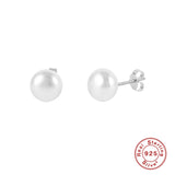 925 Silver 18K Plated Pearl Ear Stud Hoop Earrings for Women