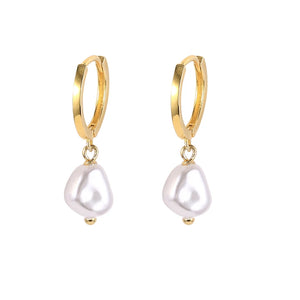925 Silver 18K Plated Pearl Ear Stud Hoop Earrings for Women
