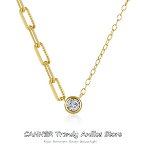 925 Silver 18k Plated Necklace Single Zircon Clavicle Chain Wedding Jewel