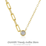 925 Silver 18k Plated Necklace Single Zircon Clavicle Chain Wedding Jewel