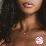 925 Silver 18k Plated Necklace Single Zircon Clavicle Chain Wedding Jewel