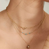 925 Silver Turquoise Stones Link Necklace for Women