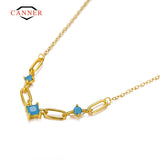 925 Silver Turquoise Stones Link Necklace for Women