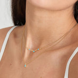 925 Silver Turquoise Stones Link Necklace for Women