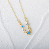 925 Silver Turquoise Stones Link Necklace for Women