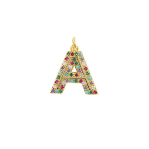Sterling Silver Colorful Zircon Necklace with Initial Pendant for Women