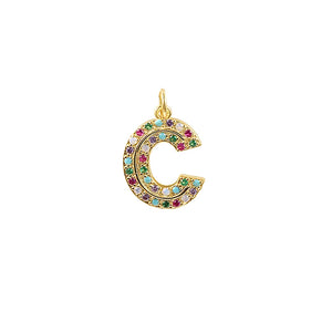 Sterling Silver Colorful Zircon Necklace with Initial Pendant for Women